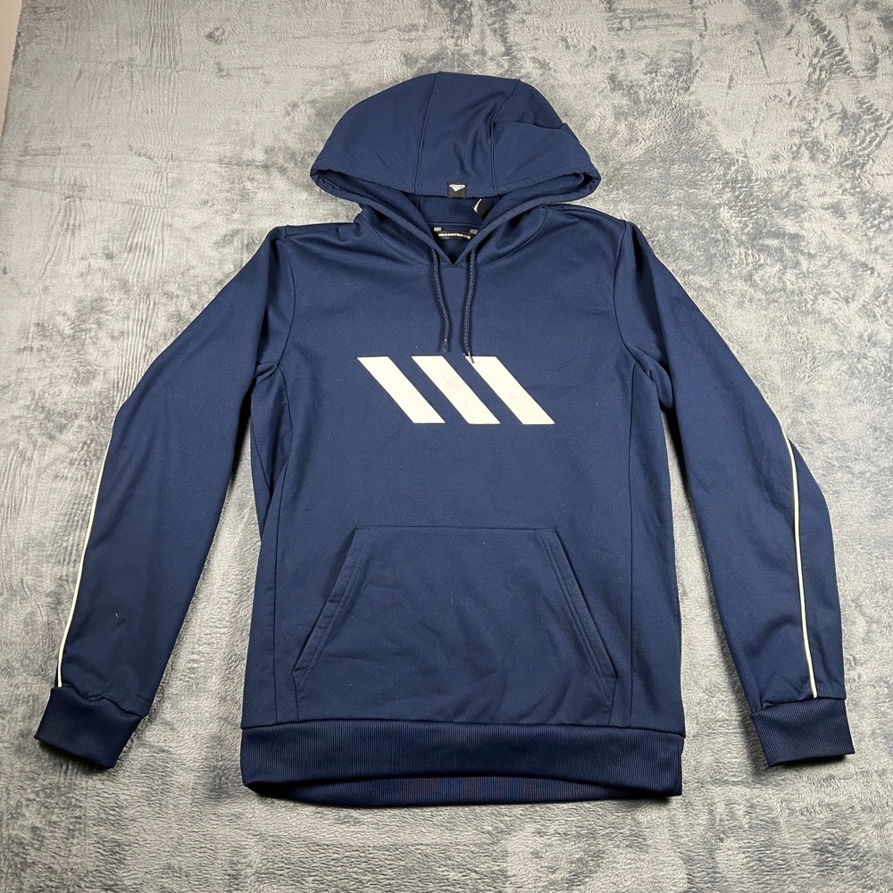 Adidas Basketball Club Aeroready Hoodie Men M Blue Fleece Lined Moisture Wicking